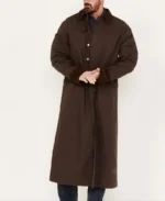 Men's Brown Long Canvas Duster Coat