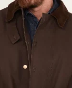 Men's Brown Long Canvas Duster Coat - Image 3
