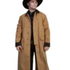 Men's Camel Long Canvas Duster Coat