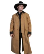 Men's Camel Long Canvas Duster Coat