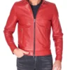 Men's Red Cafe Racer Leather Jacket