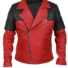 Men's Red Genuine Leather Jacket