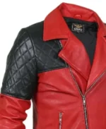 Men's Red Genuine Leather Jacket - Image 5