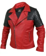 Men's Red Genuine Leather Jacket - Image 3