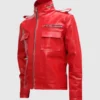 Men's Red Motorcycle Leather Jacket