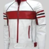 Men’s White And Red Cafe Racer Jacket