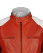 Men's Ricky Stripe Leather Jacket Collar