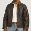 Men's Shirt Style Dark Brown Leather Jacket