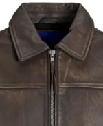 Men's Shirt Style Dark Brown Leather Jacket - Image 3