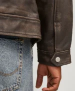 Men's Shirt Style Dark Brown Leather Jacket - Image 4