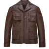 Men's Solid Brown Leather Jacket