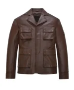Men's Solid Brown Leather Jacket