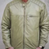 Men's Solid Olive Green Leather Jacket