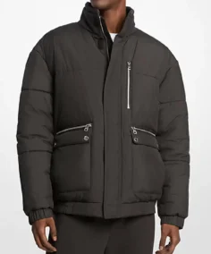 Men's Standup Grey Puffer Jacket