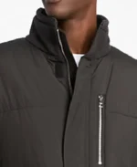 Men's Standup Grey Puffer Jacket Collar