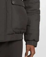 Men's Standup Grey Puffer Jacket Sleeves