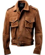 Men's Strap Pockets Suede Jacket
