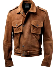 Men's Strap Pockets Suede Jacket