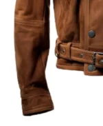 Men's Strap Pockets Suede Jacket Sleeves