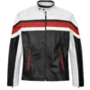 Men's Striped Rocker Moto Leather Jacket