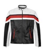 Men's Striped Rocker Moto Leather Jacket