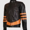 Men's Stripes Biker Leather Jacket
