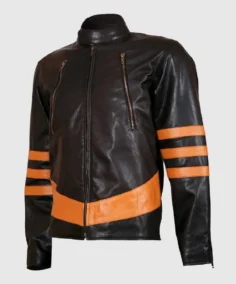 Men's Stripes Biker Leather Jacket