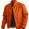 Men's Stylish Orange Leather Jacket