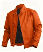 Men's Stylish Orange Leather Jacket