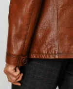 Men's The Barclay Brown Leather Jacket Sleeves