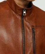 Men's The Blanchard Brown Leather Jacket Collar