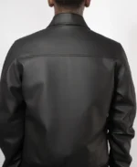 Men's Thread Crafted Black Leather Jacket - Image 2