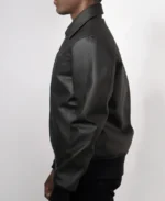 Men's Thread Crafted Black Leather Jacket - Image 3