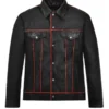 Men's Venom Piped Black Leather Jacket