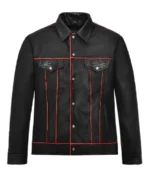 Men's Venom Piped Black Leather Jacket