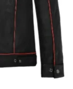 Men's Venom Piped Black Leather Jacket Sleeves
