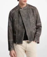 Men's Washed Moto Leather Jacket
