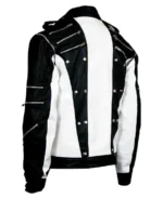 Men's White And Black Premium Biker Leather Jacket - Image 2