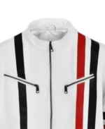 Men's White Biker Leather Jacket - Image 3