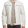 Men's White Cafe Racer Leather Jacket