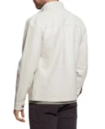 Men's White Cafe Racer Leather Jacket - Image 2