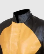 Men's Yellow & Black Leather Jacket Collar
