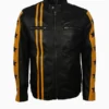 Men's Yellow Star Cafe Racer Leather Jacket