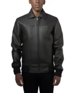 Men's Thread Crafted Black Leather Jacket