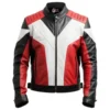 Men's Red and Black Moto Faux Leather Jacket