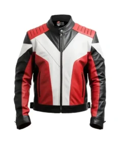 Men's Red and Black Moto Faux Leather Jacket