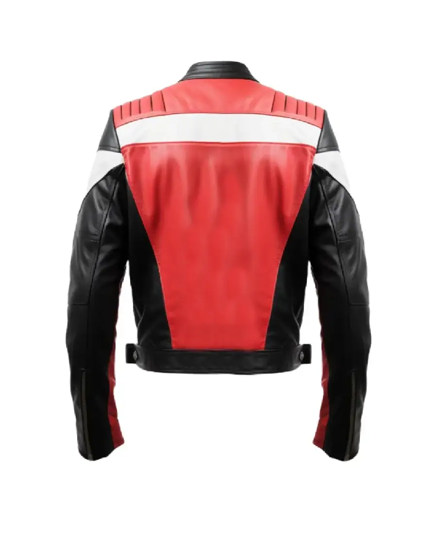 Shop The Men'S Red And Black Moto Faux Leather Jacket