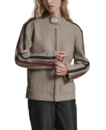 Nova Vintage Leather Striped Racer Jacket