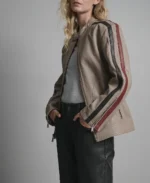Nova Vintage Leather Striped Racer Jacket - Image 3