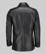 Men’s Classic Solid Black Leather Coat